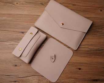 ONE SET Personalized Leather Laptop Cases, Custom Leather Laptop Sleeves 13 inch, Leather Laptop Covers 15.6, 13Inch Laptop Leather Sleeve