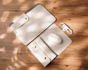 Personalized Leather Macbook Air Sleeve 11Inch, 13Inch Pro Case, Handmade Laptop Bag 15Inch, 16Inch Covers Set of 4pcs Colored Unique Gifts