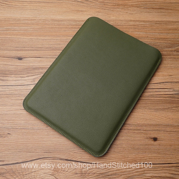 Green Leather New iPad Pro  11 inch sleeve, 2020 iPad Pro 12.9 Leather Sleeve,iPad Covers, iPad Air Bags