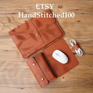 Borsa per laptop MacBook Pro realizzata a mano in pelle personalizzata per MacBook Air da 14 pollici, nuova copertina per Macbook Pro da 16 pollici Set di 4 pezzi colorati regali unici