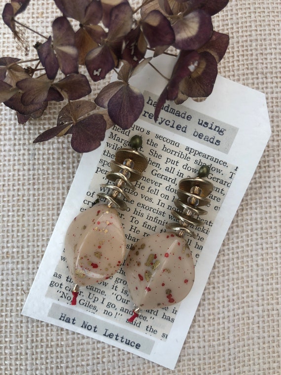 Unique Upcycled Drop Earrings, Handmade, Recycled Slow Fashion, Sustainable Jewellery, Eco-friendly, Ethical, Statement Piece, Gift For Her