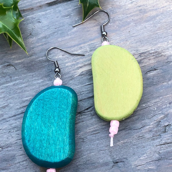 Quirky Upcycled Drop Earrings, Handmade, Recycled Slow Fashion, Sustainable Jewellery, Eco-friendly, Ethical, Statement Piece, Gift For Her