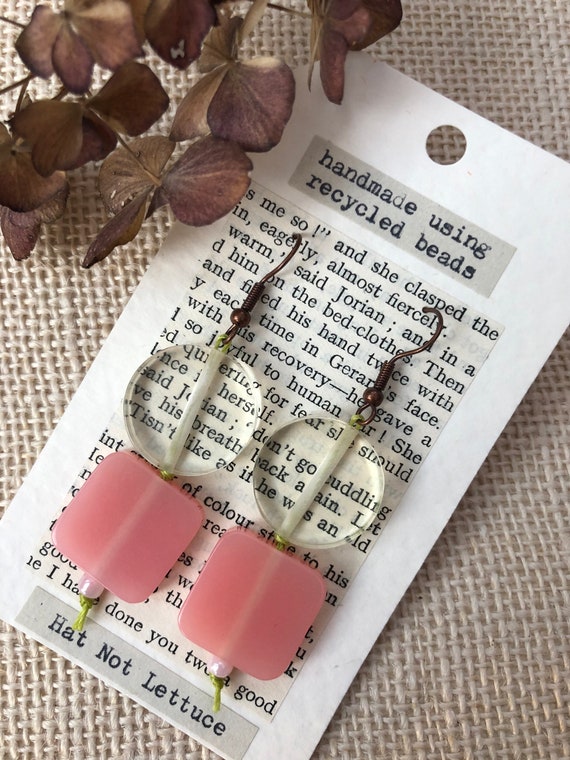 Unique Upcycled Drop Earrings, Handmade, Recycled Slow Fashion, Sustainable Jewellery, Eco-friendly, Ethical, Statement Piece, Gift For Her