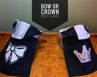 Bow or Crown felt mini pet cape