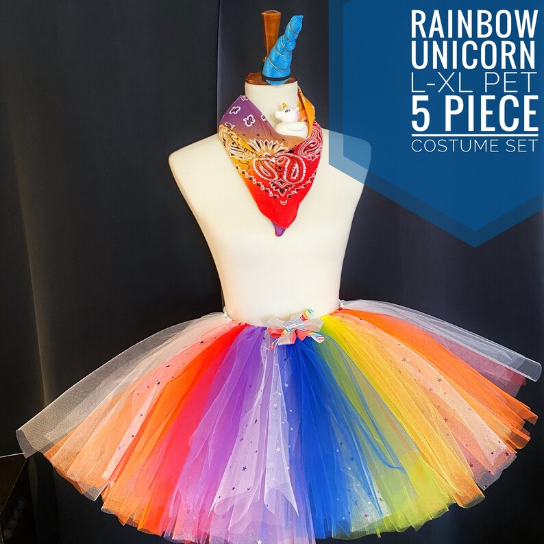 Rainbow Unicorn L-XL Pet 5 Piece Costume Set