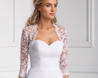 wedding dress with lace coat