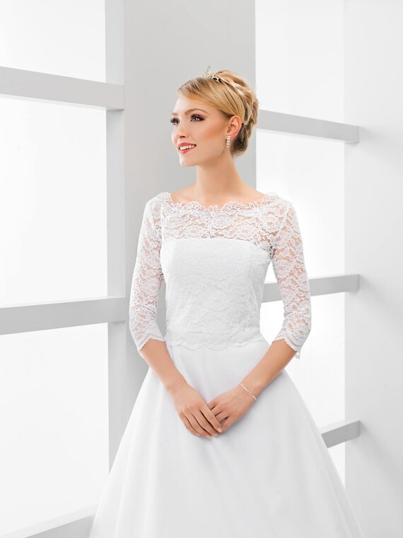 3 4 Sleeve Lace Topper Bridal Lace Topper Bridal Lace Etsy