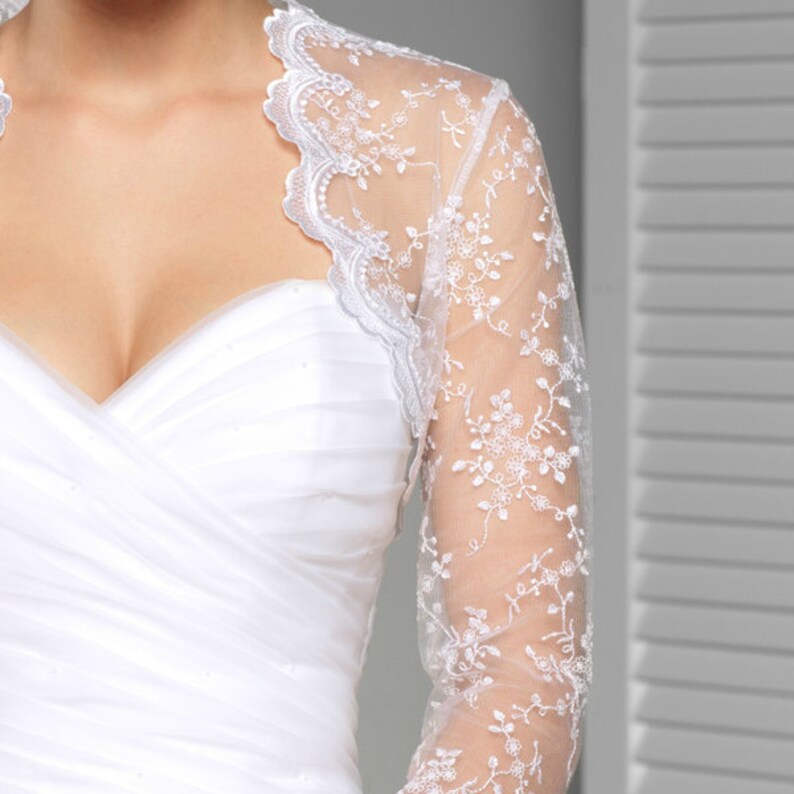 Long sleeve embroidered tulle Bridal Bolero Wedding Shrug Etsy