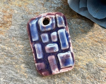 Artisan Pendant, Jewelry Supply, Geometric Bead, Handmade Ceramic, Art Bead, Focal Bead, Necklace Charm