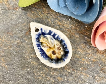 Artisan Pendant, Ceramic Charm, Handmade Ceramic, Boho Charm, Jewelry Supply, Pendant, Focal Bead