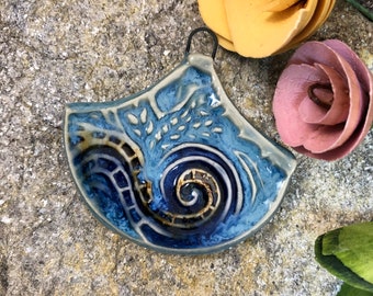 4 artisan pendants of ceramic boho necklace supplies Set of Assorted Porcelain Charms lot handcrafted pendants