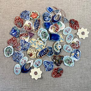 Odd Lot, 50 Mixed Imperfect Artisan Pendants Bracelet Bars and Charms for Jewelry Making, Seconds Sale