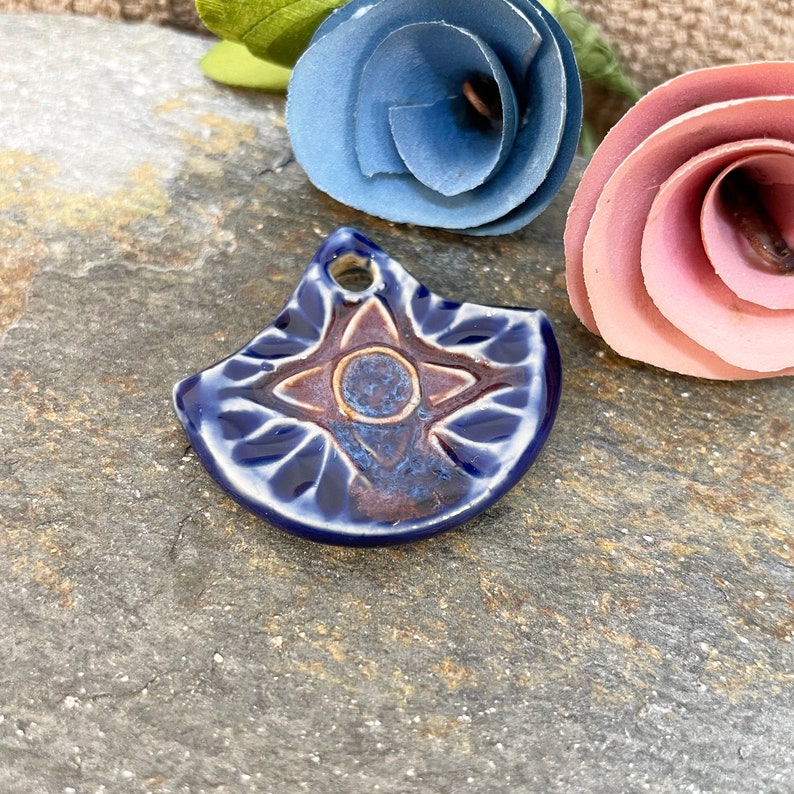 Artisan Charm, Pendant, Necklace Charm, Unique pendant, Handmade Ceramic, Boho Charm, Jewelry Supply, Focal Bead image 6