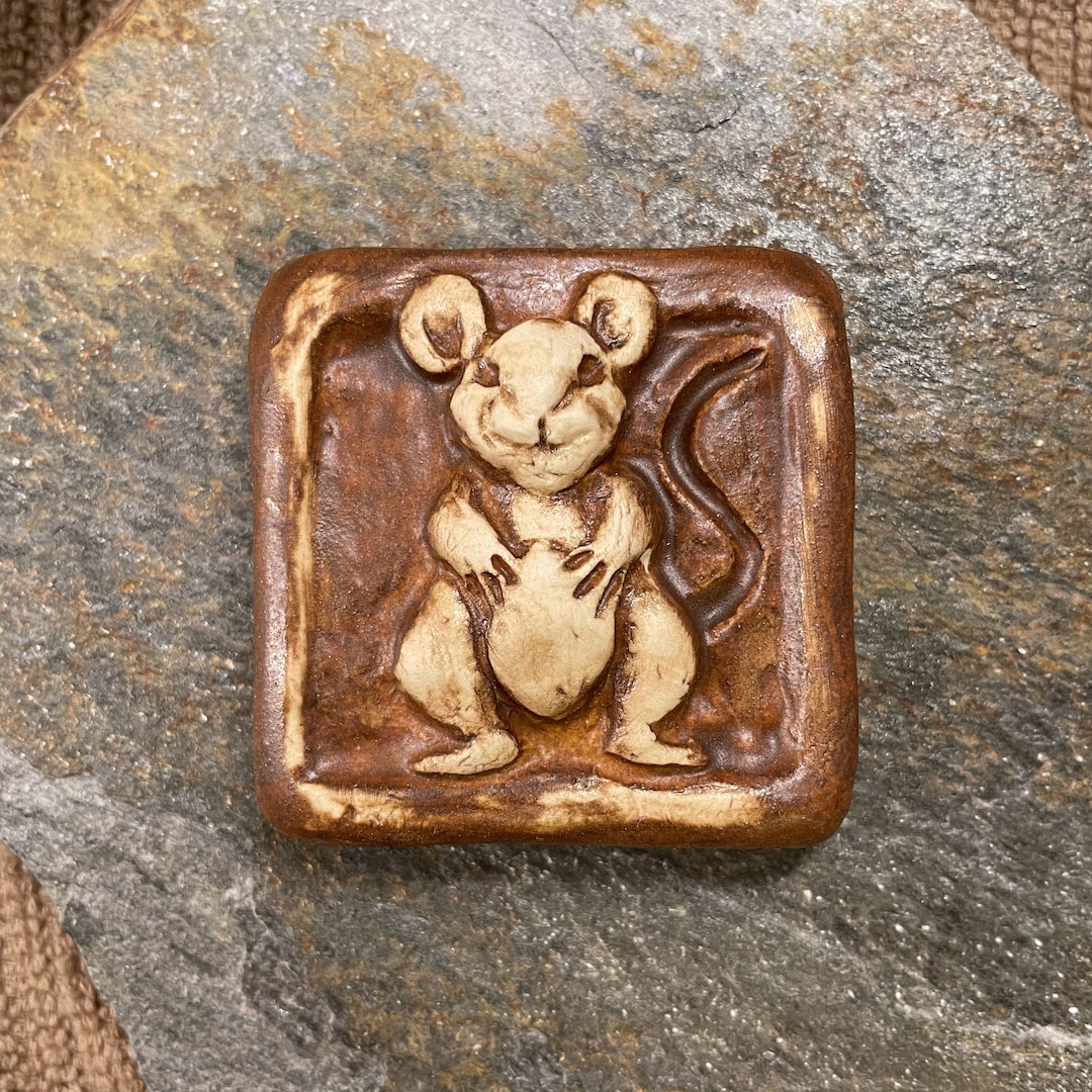 Handmade Mouse Ceramic Relief Tile: 2x2 Stoneware Wall Decor - Etsy