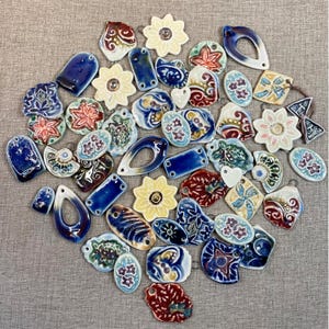 50 Imperfect Glazed Ceramic Pendants: Jewelry Making Supplies