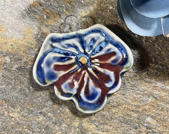 Blue Artisan Charm, Pendant, Necklace Charm, Limited Edition pendant, Handmade Ceramic, Boho Charm, Jewelry Supply, Focal Bead