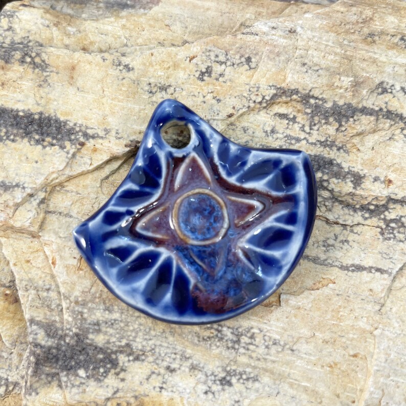 Artisan Charm, Pendant, Necklace Charm, Unique pendant, Handmade Ceramic, Boho Charm, Jewelry Supply, Focal Bead image 8