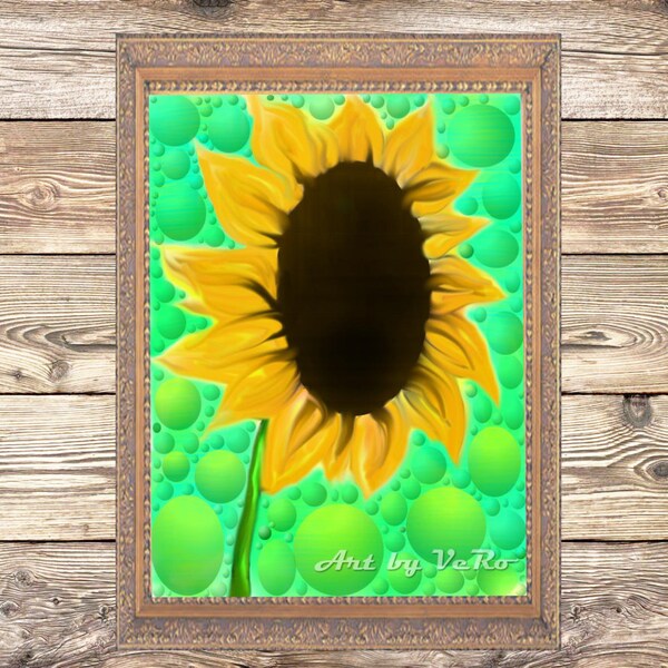 Sunflower 100% unique digital art. Original wall decor, art print, home decor, flower painting, modern digital art decor, fine arts prints