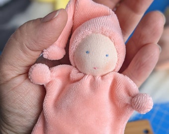 4" Tiny Waldorf Cuddle Doll For Doll House, Miniature Bunting Doll, Mini Magic Waldorf Baby Doll