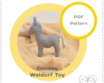 Felt donkey pattern, Waldorf donkey pattern,  felt nativity pattern, stuffed donkey pattern