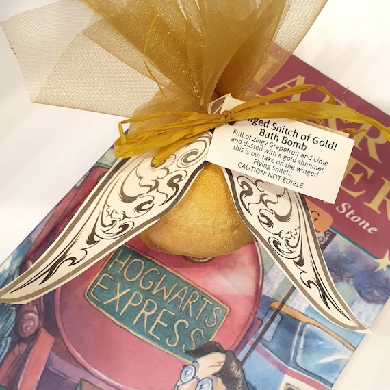 Winged Snitch Golden Bath Bomb - Harry Potter Gift - All Natural Bath Fizzer - Handmade Aromatherapy BathBomb - Snitch Inspired