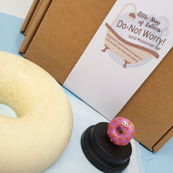 Do Not Worry Solid Moisturiser - Donut - Calming Anxiety Aid - Stress Relief - Skin Softening Solid Moisturizer - Eco friendly - No Palm Oil