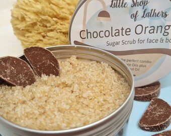 Chocolate Orange Sugar Scrub - Skin Detox - Christmas Gift - Natural Body Exfoliator - Vegan Skincare - Zero Waste Body Scrub - Gift for Her