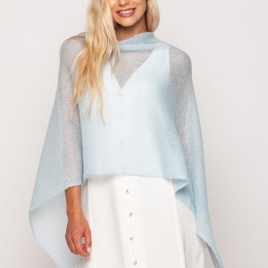 Crochet–poncho-scarf, poncho of thin mohair, mohair poncho with alpaca wool yarn, mohair wrap, mohair, women&#39;s poncho, mohair shawl, gift