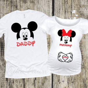 Daddy and Mommy Mickey Minnie Matching Maternity Shirts, Pregnancy Announcement, Dad Mom to be, Baby on Board, Magical Vacation, MK