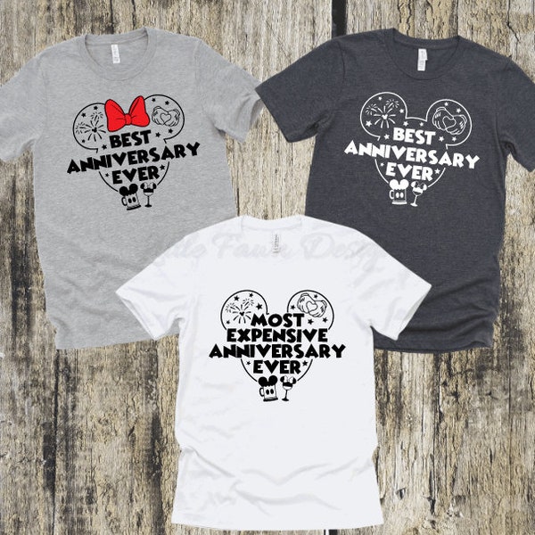 Matching Couples Disney Anniversary Shirts, Best Anniversary Ever, Most Expensive Anniversary Ever, Minnie, Mickey, MK, AK, Epcot, HS, Magic