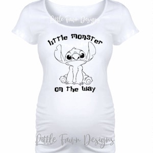 Little Monster On The Way Stitch Maternity Shirt, Magical, Inspired, Disney, Magic Kingdom, Pregnancy Announcement, Lilo, DisneyDisney