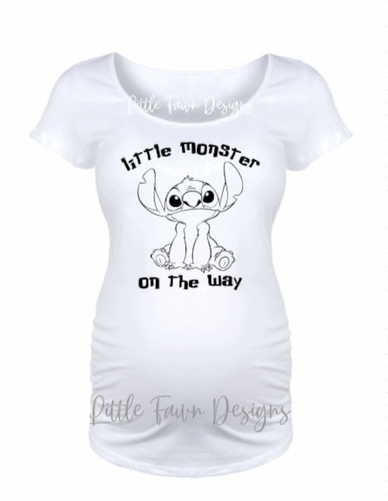 Little Monster On The Way Stitch Maternity Shirt, Magical, Inspired, Disney, Magic Kingdom, Pregnancy Announcement, Lilo image 1