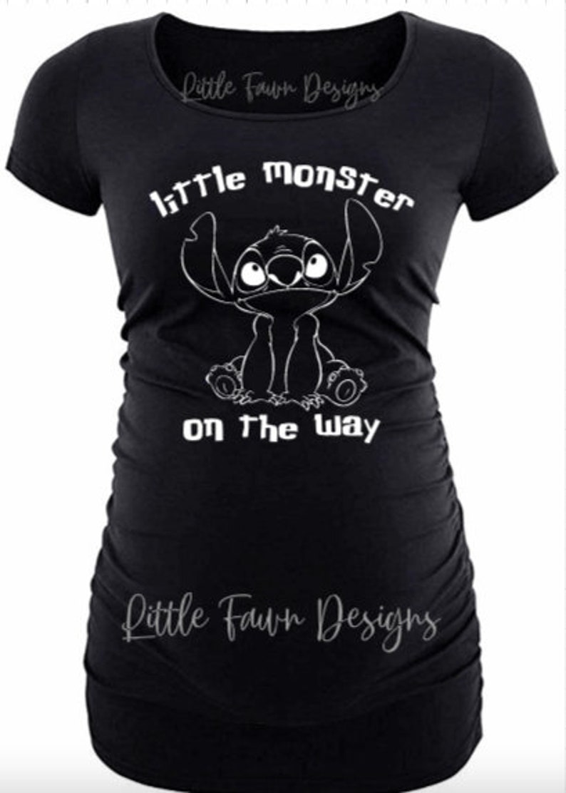 Little Monster On The Way Stitch Maternity Shirt, Magical, Inspired, Disney, Magic Kingdom, Pregnancy Announcement, Lilo image 2