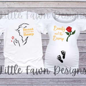 Beauty and the Bump and Beast behind the Bump Matching Maternity Shirts, Pregnancy Announcement, Dad Mom to be, Baby on Board, MagicalDisney