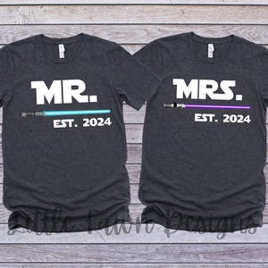 Mr and Mrs Star Wars Matching Shirt, Matching Couple, Just Married, Magical Inspired, Jedi, lightsaber, personalize, DisneyDisney