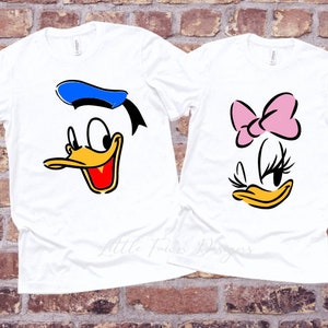 Matching Couples Donald and Daisy Face Shirts, Anniversary, Disney, Magical, Inspired, Magic Kingdom, AK, Epcot, HS, Honeymoon, Wedding