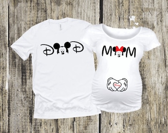 Dad and Mom Mickey Minnie Matching Maternity Shirts, Pregnancy Announcement, Dad Mom to be, Baby on Board, Magical Vacation, Magic Kingdom