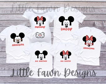Mickey and Minnie Matching Shirts plus Maternity Shirt, Pregnancy Announcement, Dad Mom to be, Baby on Board, Magical Vacation, MK, Disney