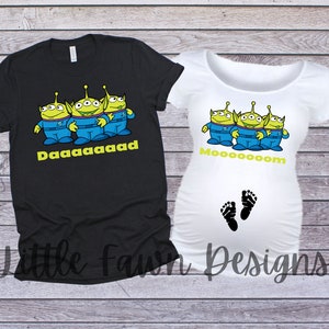 Aliens Dad and Mom Shirts, Toy Story, Inspired, Maternity, Pregnancy Announcement, Disney World, Toy Story Land, Hollywood Studios