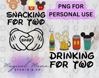 Snacking and Drinking For Two PNG Digital Download, Disney, Magical, T-Shirt Design, Create Your Own Shirts, Vacation, Mommy, Daddy