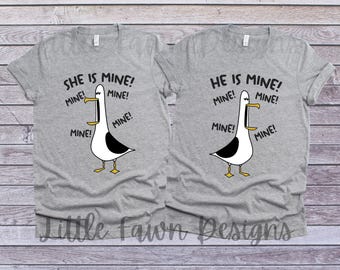 Finding Nemo Seagull Matching Couple Shirts, He is Mine Mine Mine, She is Mine Mine Mine, Anniversary, Disney, Inspired, Magical, Disney