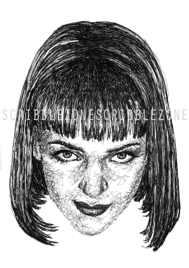 Scribbled Mia Wallace Uma Thurman Pulp Fiction Poster image 3