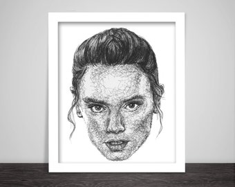 Scribbled Rey (Daisy Ridley) Print