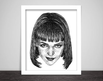 Scribbled Mia Wallace (Uma Thurman) - Pulp Fiction Poster