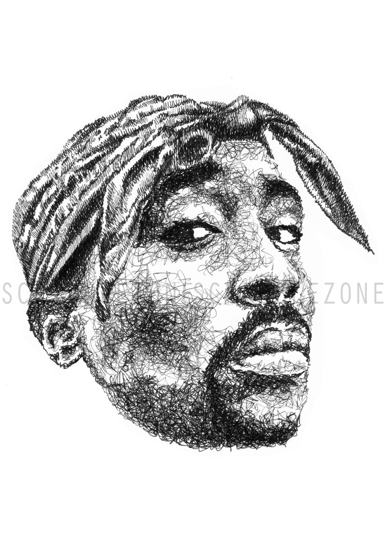 Scribbled Tupac Print Bild 3