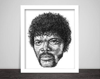 Scribbled Jules Winnfield (Samuel L. Jackson) - Pulp Fiction Poster