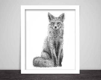 Scribbled Fox - Animal Poster