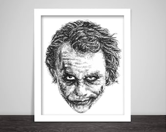 Scribbled Joker ( Heath Ledger - The Dark Knight ) - Poster