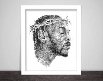 Scribbled Kendrick Lamar with crown - Hip Hop Poster