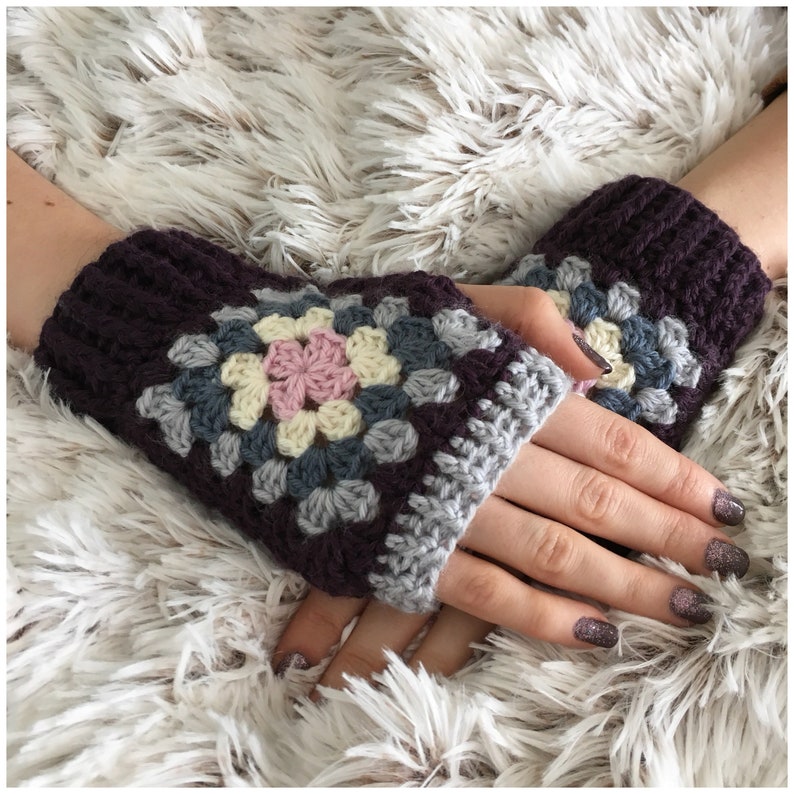 2 Granny Square Crochet Patterns, Wrist Warmers Pattern, Crochet Cowl Pattern, Mitten Pattern,Instant Download PDF, Crochet photo Tutorial. image 7